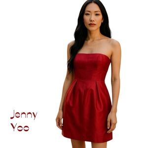 Jenny Yoo Reddish Pink Strapless Dress NWT Size 8